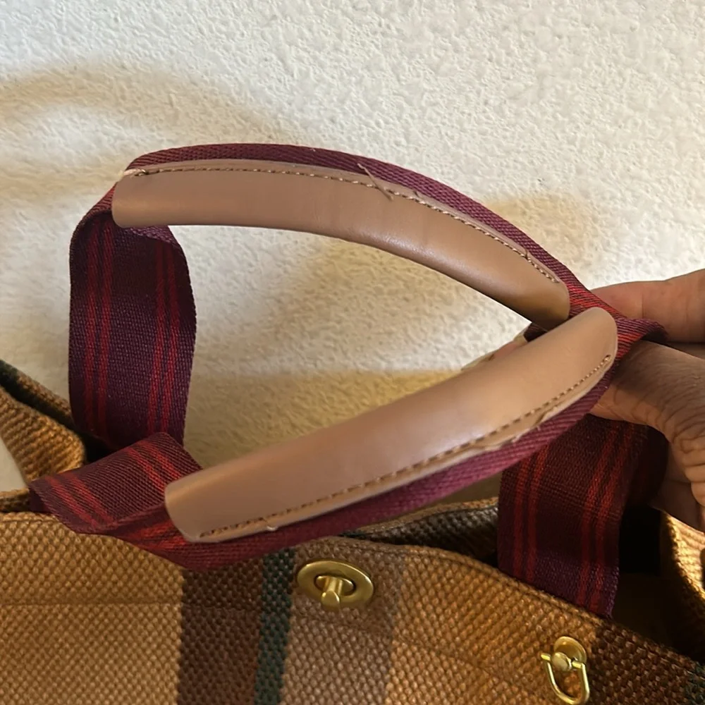 Striped Brown and Tan Tote Bag - Picture 3 of 8